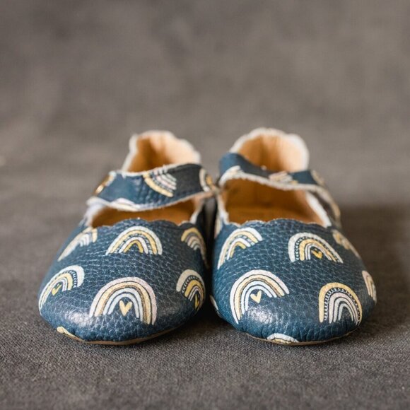 Little Penguin Shoes |  Baby 4 Navy Blue Mary Jane Rainbow - Picture 8 of 9